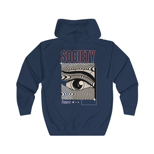 Unisex Full-Zip Hoodie "Society" Backprint